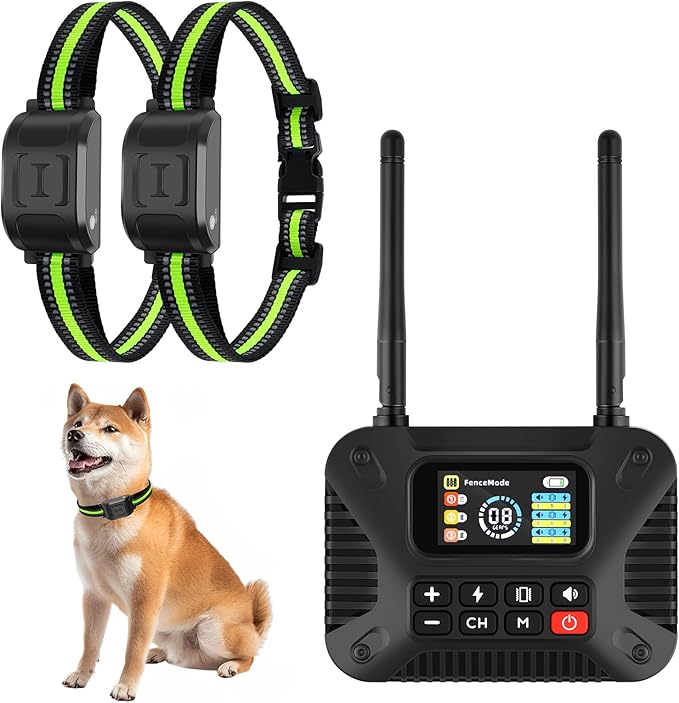 Wireless Dog Fence 2.4GHz Electric Fence for Dogs Wireless Fence for Dogs Portable Electric Dog Fence with Waterproof and Rechargeable Dog Training Collar (1 Controller & 2 Collar)