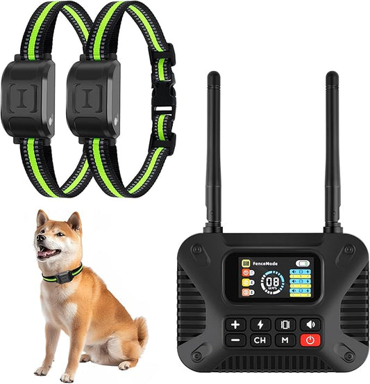 Wireless Dog Fence 2.4GHz Electric Fence for Dogs Wireless Fence for Dogs Portable Electric Dog Fence with Waterproof and Rechargeable Dog Training Collar (1 Controller & 2 Collar)