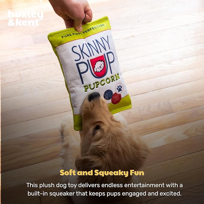 Huxley & Kent Funny Dog Toy w/Squeaker – Power Plush Squeaky Dog Toys for Small, Medium & Large Dogs – Soft Stuffed Animal for Indoor Play & Fetch - Skinny Pup, Large