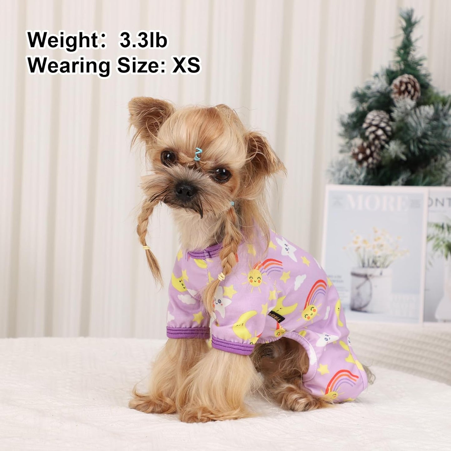 Dog Pajamas Pjs Spring Summer Dog Clothes for Small Dogs Girl - Boy - Small Size Dogs, Soft Stretchy Puppy Clothes Doggie Onesies Cat Pet Jammies Outfit (Star Purple, Medium)