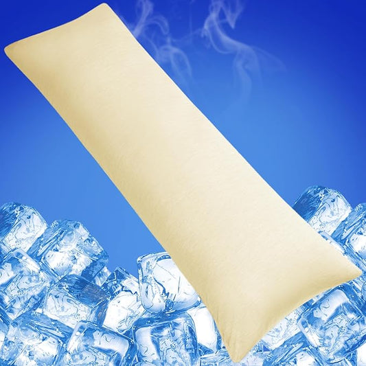 Cooling Body Pillow Case for Hot Sleepers - Body Pillow Cover Cooling Double Side Arc-Chill Q-Max>0.5 Cooling Fiber - Breathable Cooling Body Pillow Cover with Zipper (Cream, 20" x 54")