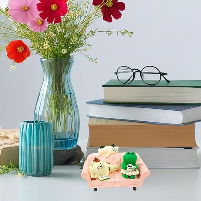 Miniature Frog Figurines Mini Cat Figurines Tiny Frogs Cute Office Desk Decor