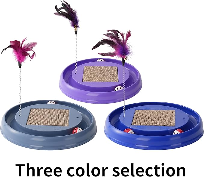 Interactive Cat Ball Track Toy Cat Scratcher with 2 Self-Rotating Balls and 1 Kitten Interactive Toy,Durable Scratch Pad for Indoor Play,Cardboard Scratcher Pad 3-in-1 Cat Toy (Grey)