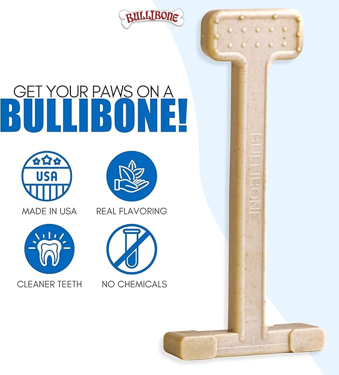 Bullibone Nylon Dog Chew Toy Nylon Bone - Improves Dental Hygiene, Easy to Grip Bottom, and Permeated with Flavor (Small - 3 Pack, Chicken)