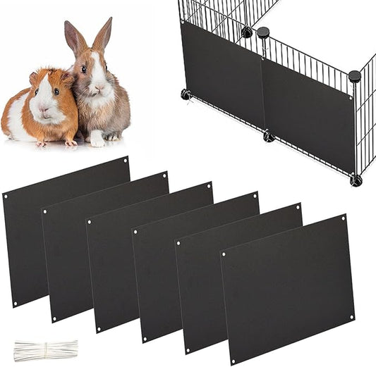 Oncpcare 6 Pack Pet Cage Liner Protection Block Light 10'' x 8.2'' Rabbit Cage Urine Guard Cage Edge Liner Guinea Pig Side Lining Habitat Siding Small Animal Cage Accessories (Black)