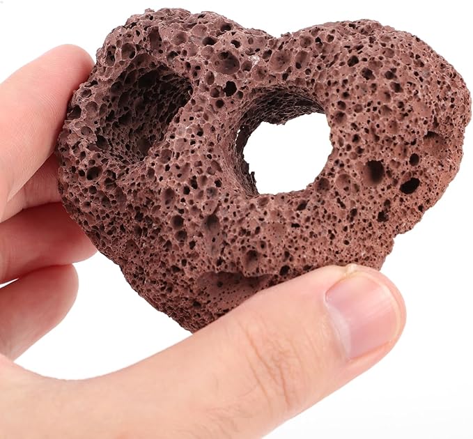 Housoutil Lava Rock Aquarium, 6PCS Aquarium Volcanic Stone Plant Fixer Ornaments, Double-Hole Fish Tank Rocks Ornament for Aquascaping, Fish Tank, Terrarium and Landscape Design