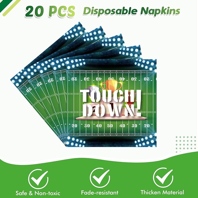 41Pcs Football Party Decorations Football Party Supplies Tableware Set -20 Guests Football Theme Party Plate,Napkins and Tablecloths for Super Sunday Touchdown Party Decoration