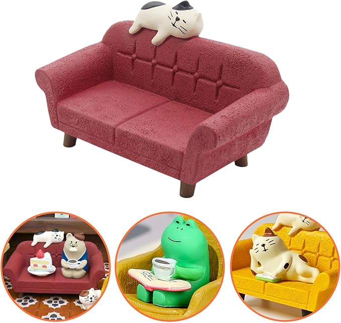 Miniature Cat Figurine Mini Frogs Figurines Cute Desk Decor for Office