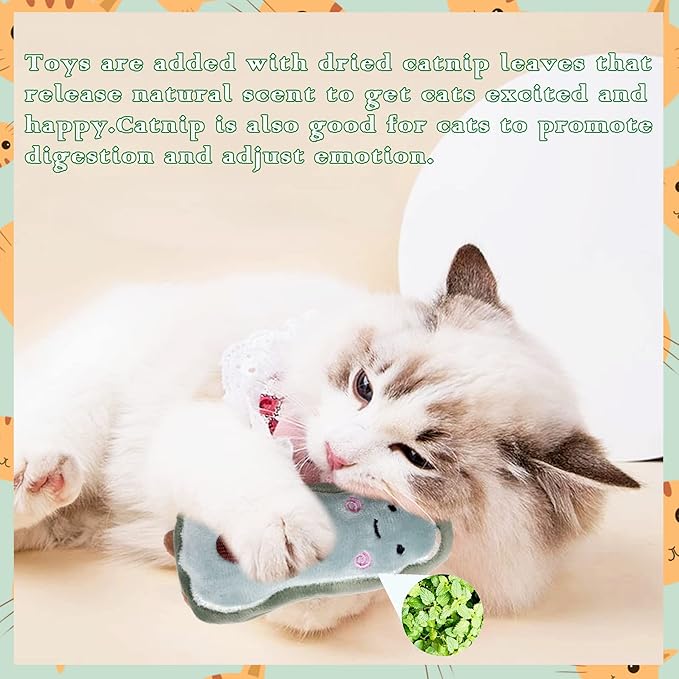 Cat Toys for Indoor Cats Kittens Interactive Pillow Catnip Toys with Bell Bite Toy 6 Pcs