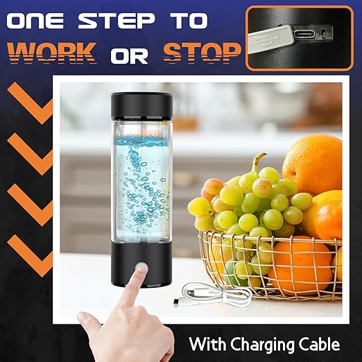 Hydrogen Water Bottle Generator, Portable Rechargeable aquahealth Hydrogen Water, Hydrogen Water Ionizer Machine, with SPE/PEM Technology, for Home Office Travel Fitness Drinking (Black)