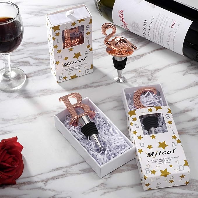 Miicol Wine Bottle Stopper, Prosecco Stopper, Rose Gold Wine Stopper, Personalised Champagne Stopper, Initial Wine Stopper, Funny Prosecco Gift, Wine Lovers Gift, Letter B