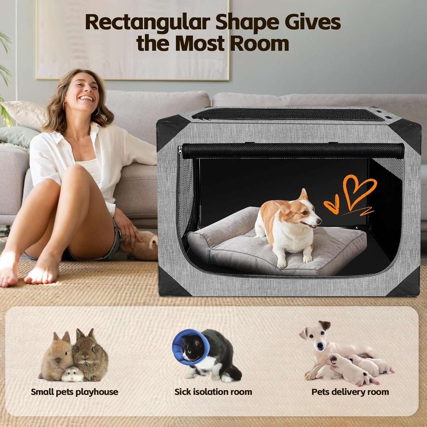 Dog Crate 30x21x21 Inch for Medium Dogs, Portable and Foldable Design Perfect for Travel or Home Use, Dog Kennel with 3-Door