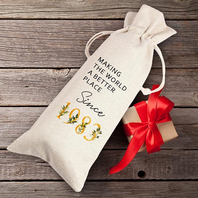 41th Birthday Gift | 41 Birthday Wine Bag Gift |Making The World A Better Place Since 1983 | 41 Birthday Gifts for Her Sister | 41 Years Old Gift Idea Wine Bag | Birthday Party Favors 11WB42