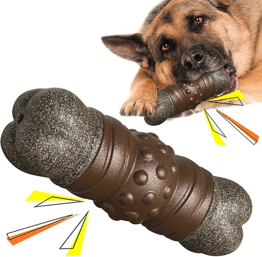LiuMelinda Dog Chew Toys for Aggressive-Chewers - Indestructible Dog Toy for Aggressive Chewer，Tough Chew Toys for Dogs （Rubber Log-Bone）