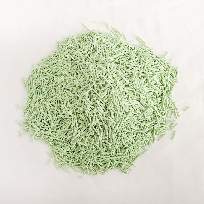 Tofu Cat Litter Green Tea 5.5 Lbs, Flushable Clumping Fast Drying, Ultra Absorbent, Low Tracking Cat Litter 2mm Pellets.