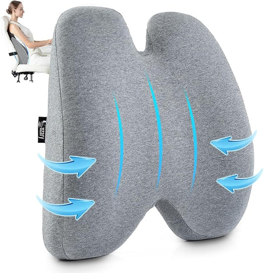 Lumbar Support Pillow for Office Chair Back Support Pillows for Car, Computer, Gaming Chair, Recliner Memory Foam Back Cushion for Pain Relief Improve Posture with Adjustable Strap