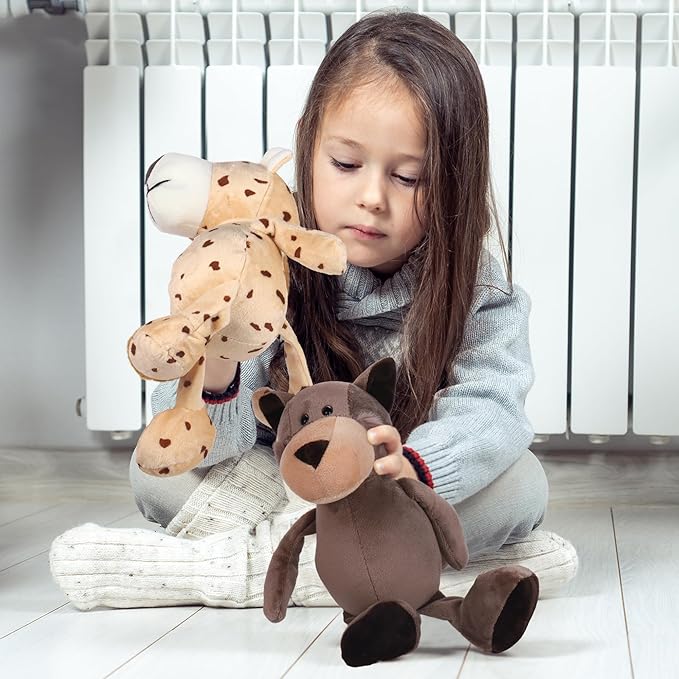 Elcoho 8 Pieces Safari Stuffed Animals Plush Jungle Animal Toys 9.8 Inch Zoo Stuffed Animals Set Cute Plush Toys for Animal Themed Parties Teacher Student Award, 8 Styles