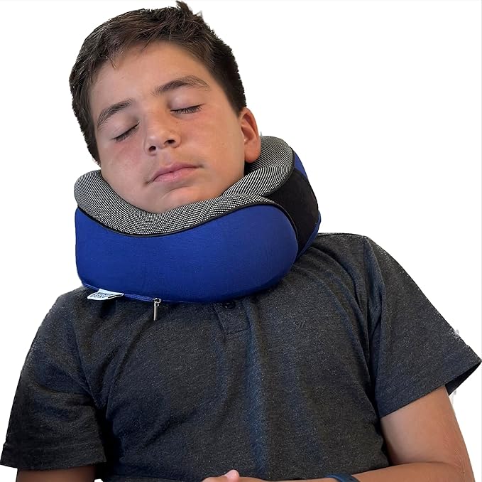 Neck Pillows for Travel - Airplane Pillow – Memory Foam for Kids & Adults – Travel Neck Pillow & Airplane Travel Essentials & Travel Must Haves with Carry Bag (Navy Blue)