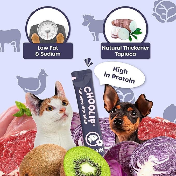 Squeeze Vita Stick Lickable Cat and Dog Treats – 49-Count Brain Support Sticks with Multivitamins, Soft Squeezable Paste for All Life Stages, Supporting Brain Health