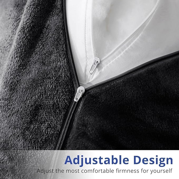 Sasttie Reading Pillow for Sitting in Bed Adult, Velvet Back Pillow for Bed Sitting Up, Backrest Back Support Chair Pillow, College Dorm Essentials for Girls and Boys, Black