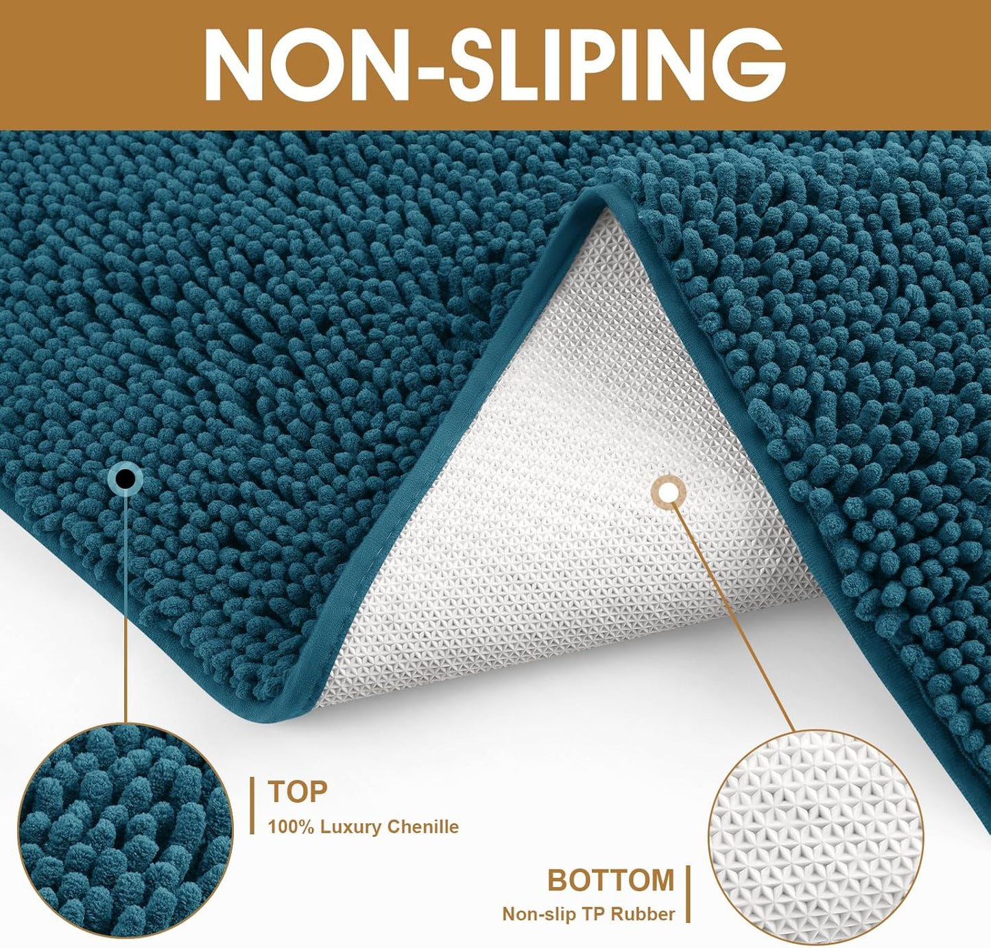 Dog Door Mats for Muddy Paws, Chenille Absorbent Door Mats, Non Slip Heavy Indoor Door Mat for Dogs, Soft Dog Mat for Entryway, Mud Paws, Inside Floor,48" x 38", Teal Blue