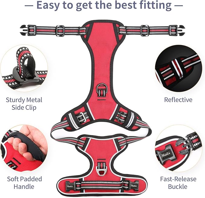 HEELE Dog Harness Harness for Small Dogs No Pull Dog Vest Harness for Small Dog with Soft Handle Reflective for Outdoor Training, Red, XS