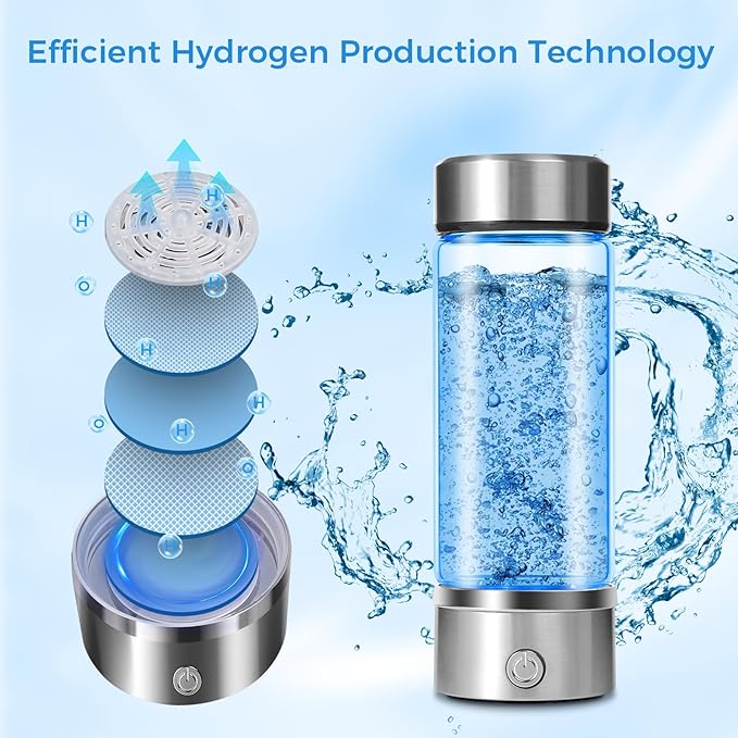 Hydrogen Water Bottle - Hydrogen Water Bottle Generator, Hydrogen Water Machine Improve Water in 3 Minutes, Portable & Rechargeable for Home, Exercise, Office, Gift (Silvery)