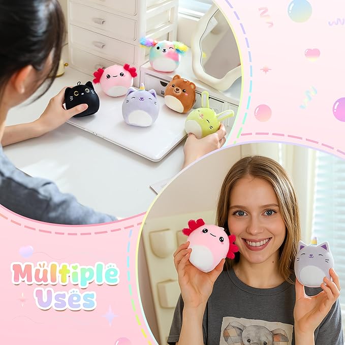 SQEQE Mini Plush Animal Toys Set 6 Pcs Small Stuffed Animal for Kids Adorable Shape Design Plushies Toy for Birthday Party Decor(3.5 Inch)