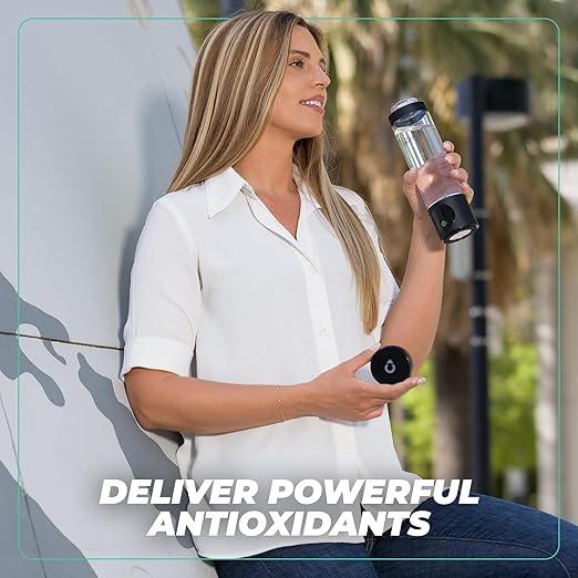 Hydrogen Water Bottle - Onyx. Food Grade Body Tumbler; SPE/pem Technology, Generates Real 3000ppb Pure Hydrogen Rich Concentration, Purification Vent.