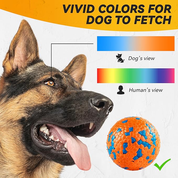 3Pcs Dog Balls, Durable Bouncy Tennis Balls for Dog Aggressive Chewers, for Large Medium Small Dog Puppy Fetch