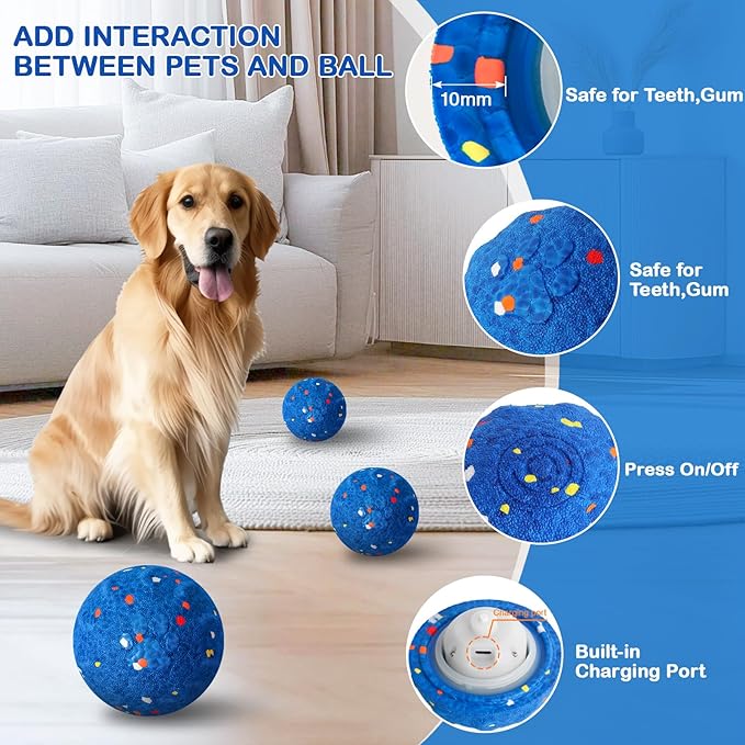 Interactive Dog Ball, Smart Interactive Dog Toys for Medium and Large Dogs, Automatic Moving Pet Ball with E-TPU Material, Rechargeable Bouncing Rotating Vibrating Dog Toy to Keep Them Busy