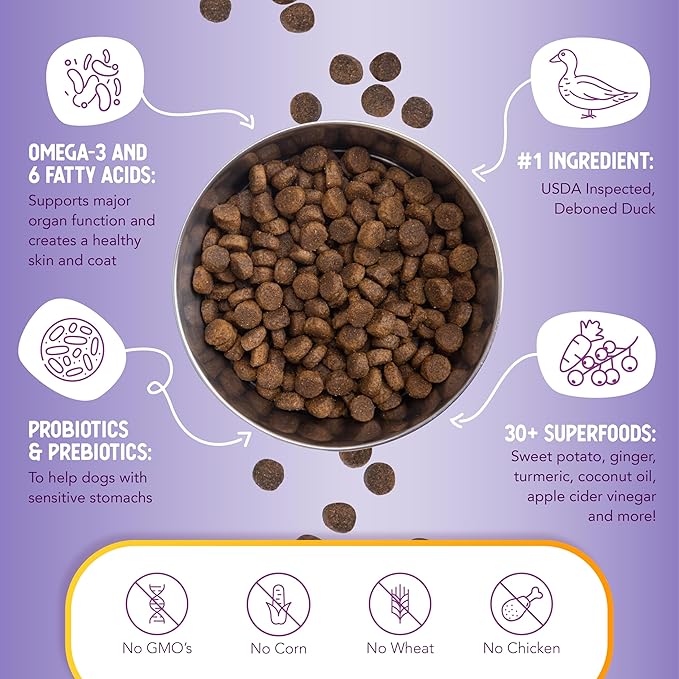 Health Extension Grain Free Duck & Sweet Potato Dry Dog Food (10 lb / 4.54 kg) - Lean Protein Formula with Turmeric & Antioxidants for Healthy Skin & Digestion