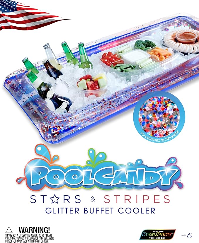 Inflatable Buffet Cooler Stars & Stripes Glitter by PoolCandy
