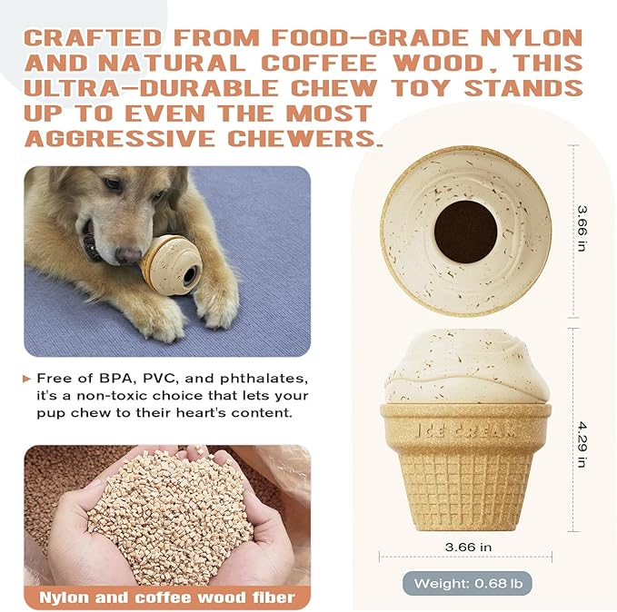 Frozen Treat Dispensing Dog Toy, Freezable & Fillable Chew Toy for Aggressive Chewers, Interactive Dog Toys to Keep Them Busy, Enrichment Toys for Small Medium Large Breeds