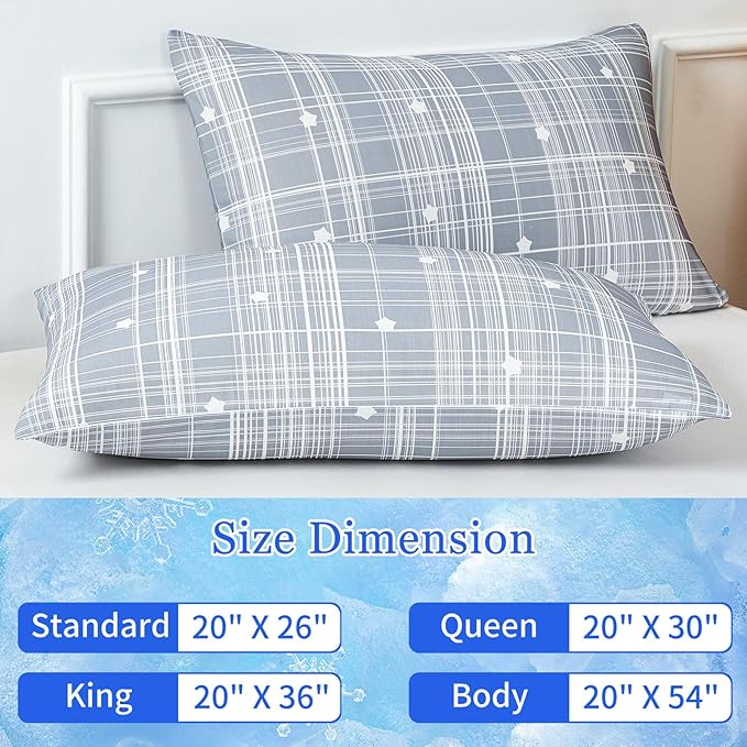 Cooling Pillow Cases for Hot Sleepers - Double Side Arc-Chill Q-Max>0.5 Cooling Fiber Cool Pillow Cases 2 Pack - Breathable Soft Cold Pillow Cases with Hidden Zipper (20" x 30")