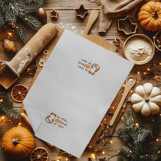 Cat Kitchen Towels, Cat Towels for Cat Lovers, Cat Mom Gifts, Cute Cat Gifts, Cat Gifts for Cat Lovers Women, Cat Lady Gifts, Cat Hand Towels, Cat Dish Towels Tea Towels for Kitchen, 16x24 Inch