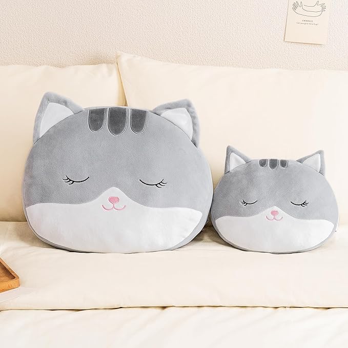 Lazada Kids Pillow Cat Plush Pillows Toy Soft Gift Baby Girl Gifts Gray 10 Inches…