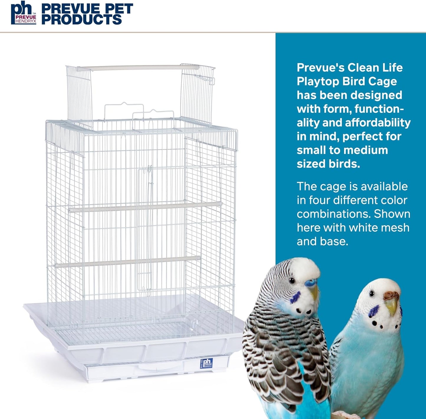 Prevue Hendryx Clean Life Playtop Cage, White, 1/2" (SP851W/W)