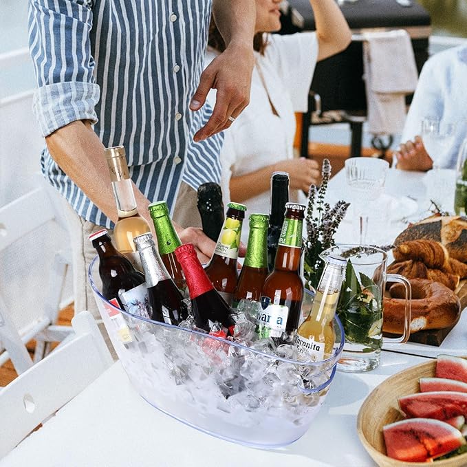 Ice Bucket 3 Pcs Beverage Tubs Ice Buckets for Parties Clear Acrylic Champagne Bucket with Scoops Mimosa Bar Supplies Wave Ice Bucket for Wine Cocktail Beer Bottle（6.5L）