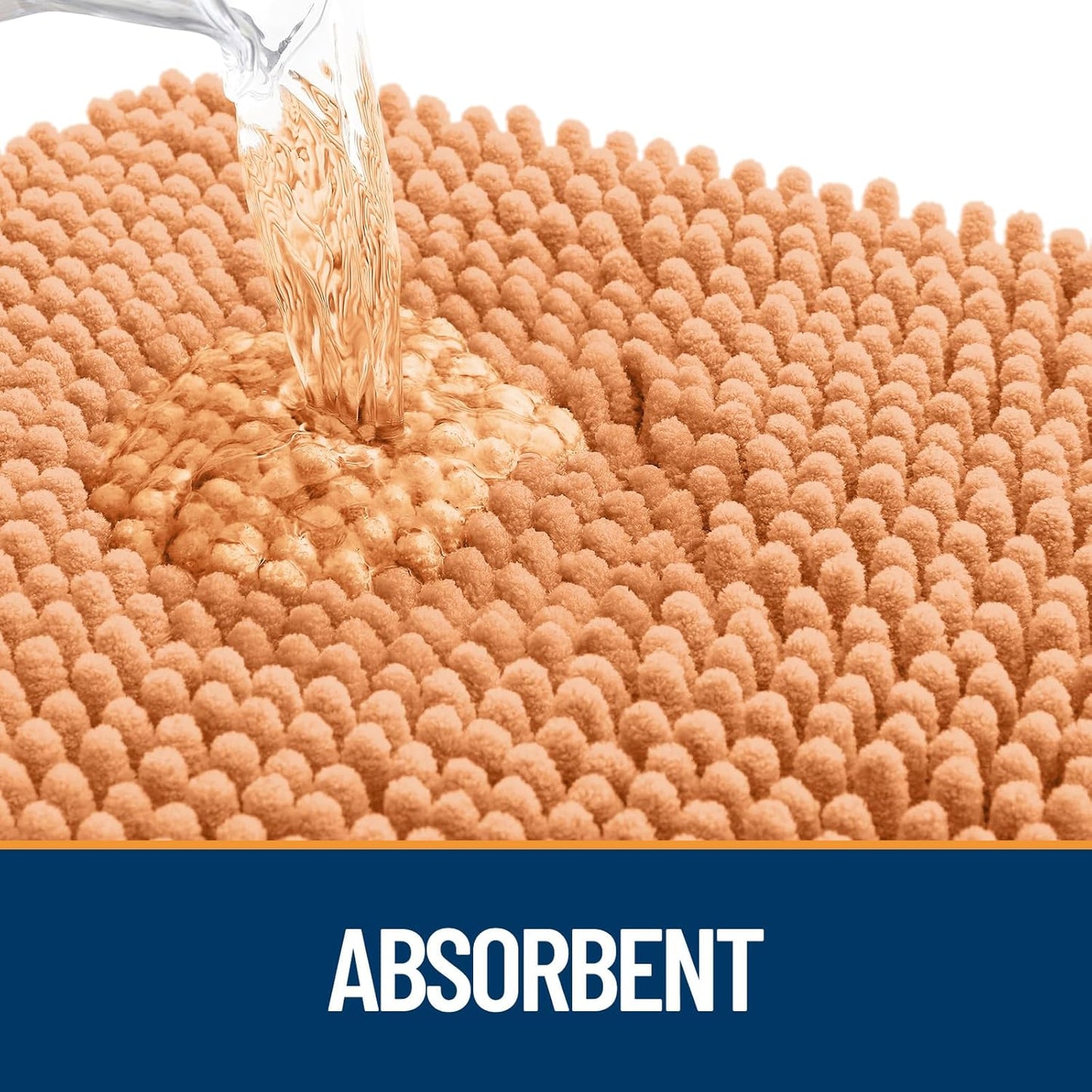 OLANLY Dog Door Mat for Muddy Paws 30x17, Absorbs Moisture and Dirt, Absorbent Non-Slip Washable Doormat, Quick Dry Chenille Mud Mat for Dogs, Entry Indoor Entryway Carpet for Inside Floor, Orange