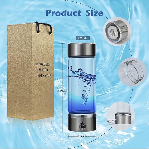 Hydrogen Water Bottle Generator, 3 Min to Quickly Increase The Hydrogen Ratio, with SPE/PEM Technology Fast Electrolysis, Portable with Travel, Sports, Office, Home Gifts and Other Occasions