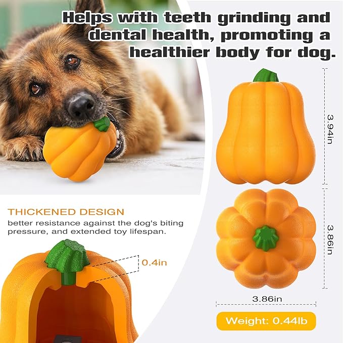LiuMelinda Dog Chew Toys for Aggressive-Chewers - Indestructible Dog Toy for Aggressive Chewer，Tough Chew Toys for Dogs （Rubber Orange-Pumpkin）