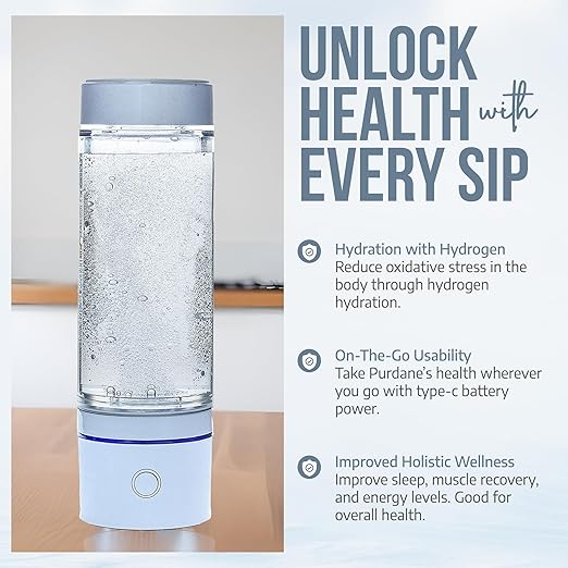 Hydrogen Water Bottle 2024 – SPE/PEM Technology Generating Up to 3000ppb Hydrogen-Rich Ionized Water for Antioxidant and Health Benefits – Environmentally Friendly PC and Glass - White