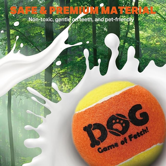 AMA SPORT Squeaky Tennis Balls for Dogs 2.0" Small Dog Tennis Balls for Throwing and Fetching Dog Toys for Training, Exercise, High Bouncing 4 Pack (Orange Light Blue)