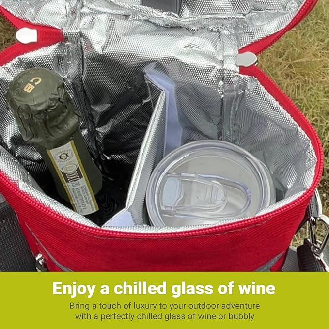 meori 2-Bottle Insulated Wine Tote + Tumbler Set with Lids Bundle Gifts for Wine Lover Women | Hibiscus Red