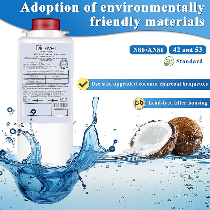 51600C Filter, Replacement for Elkay 51600C Filter By NSF/ANSI 42 Certified, Compatible with Ezh2o Filter Replacement Bottle Stations, High Capacity 51600C Filter 6000 Gallon(No Chip)