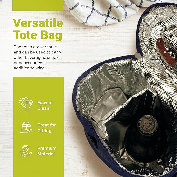 meori 2-Bottle Insulated Wine Tote | Marine Blue Solid