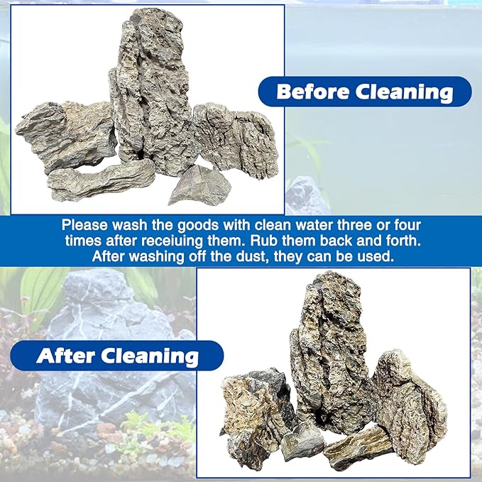 PINVNBY Natural Seiryu Stones, Aquariums Slate Stone Decorative Rocks for Fish Tank, Terrariums, Paludarium, Vivariums, Reptile and Amphibian Enclosures, Aquascaping (4.5lb)