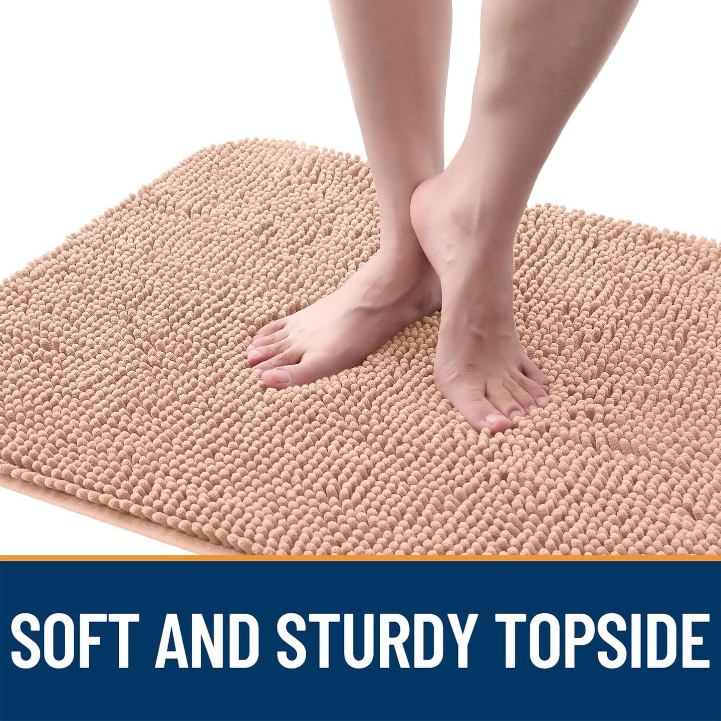 OLANLY Dog Door Mat for Muddy Paws 47x20, Absorbs Moisture and Dirt, Absorbent Non-Slip Washable Doormat, Quick Dry Chenille Mud Mat for Dogs, Entry Indoor Entryway Carpet for Inside Floor, Peach