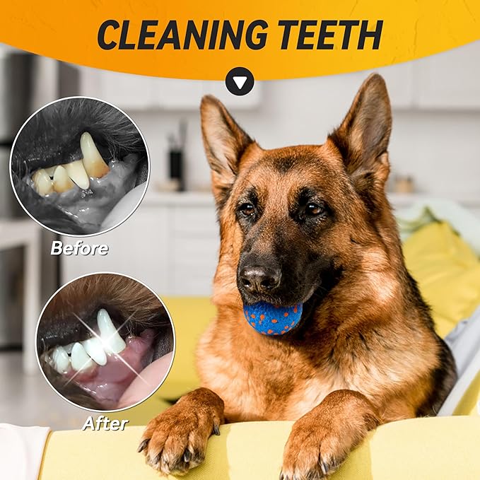 4Pcs Dog Balls, Tennis Balls for Dog Aggressive Chewers, for Large Medium Small Puppy, Training Catch&Fetch, Water Floats Toys, Blue